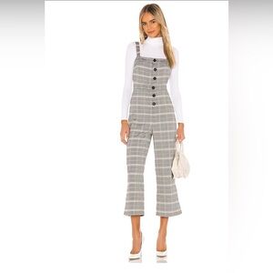 cupcakes & cashmere Plaid Jumpsuit with Button Accents